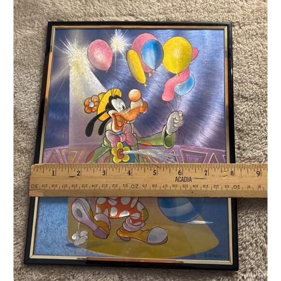 Goofy & Mickey Mouse Foil Art Prints Set Of 2 Black Frames 8 x 10" Vtg Disney - Picture 6 of 9